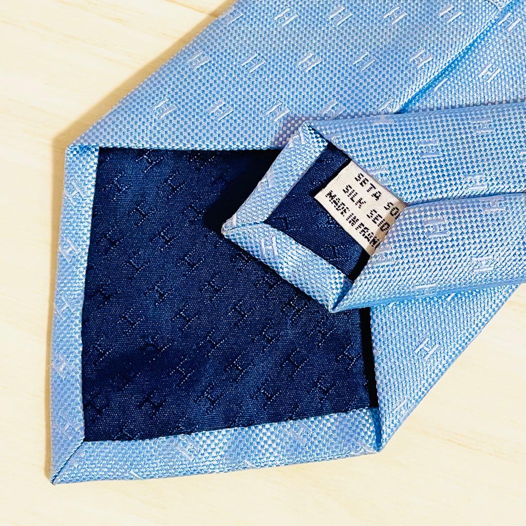 HERMES エルメス ネクタイ ファソネ H柄 H織 ブルー 青 シルク - メルカリ
