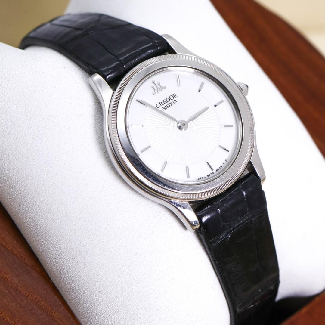 稼働 SEIKO CREDOR 腕時計 18KT レディース レザー 2403 稼働 美品 SEIKO CREDOR 18KT レディース 時計 ゴールド コンビ 3針