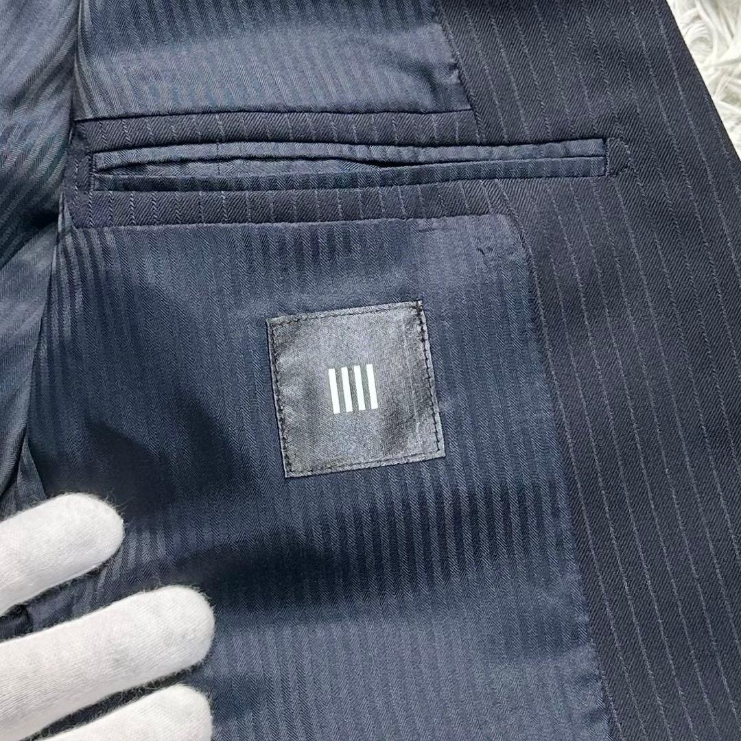 未使用級 スーツセレクト セットアップ ウール混 ネイビー 共布ボタン