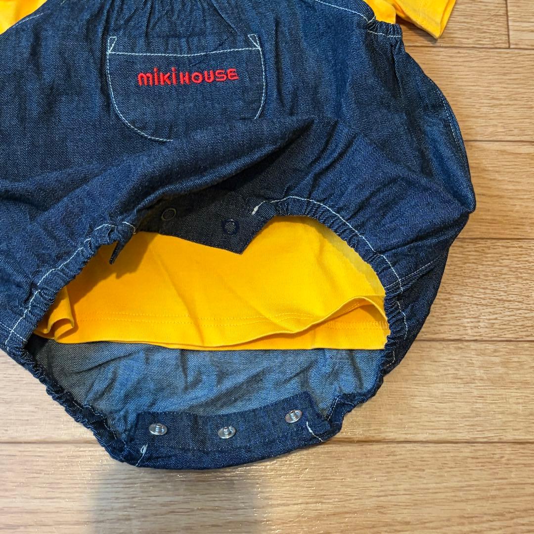 新品タグ付き】ミキハウス 80 デニムロンパース Tシャツセット - メルカリ