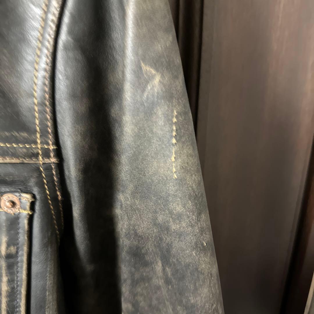 GAP old gap 90s レザージャケット 紺タグ ヴィンテージ加工 - メルカリ