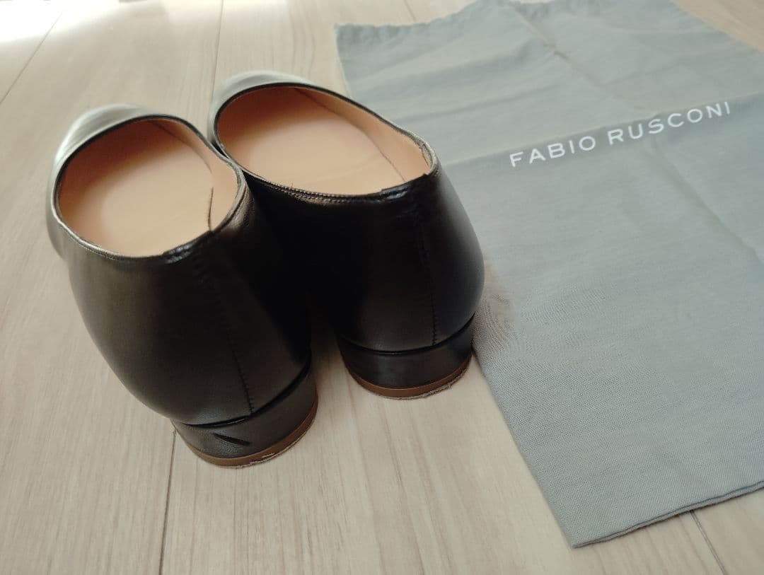 FABIO RUSCONI スクエアトウ　ローヒールパンプス 23.5cm　黒