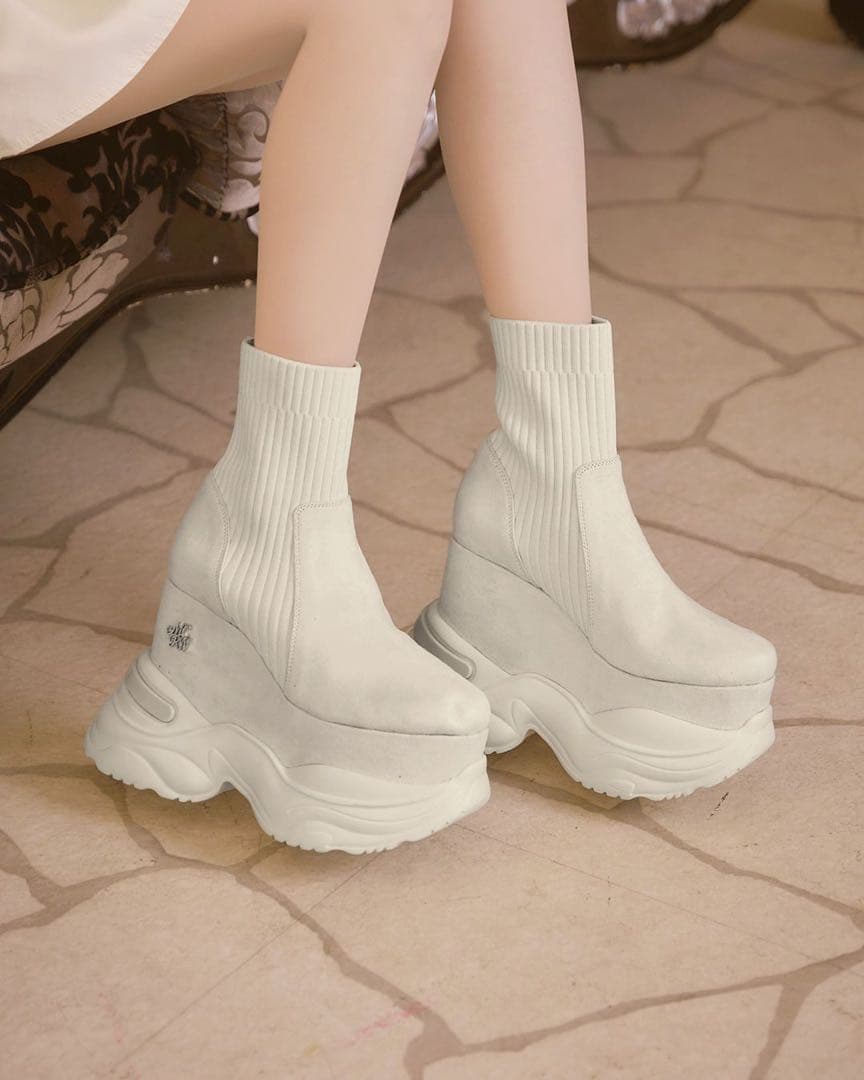 ミシェルマカロン ソックスライク厚底ブーツ michellMacaron XS - メルカリ