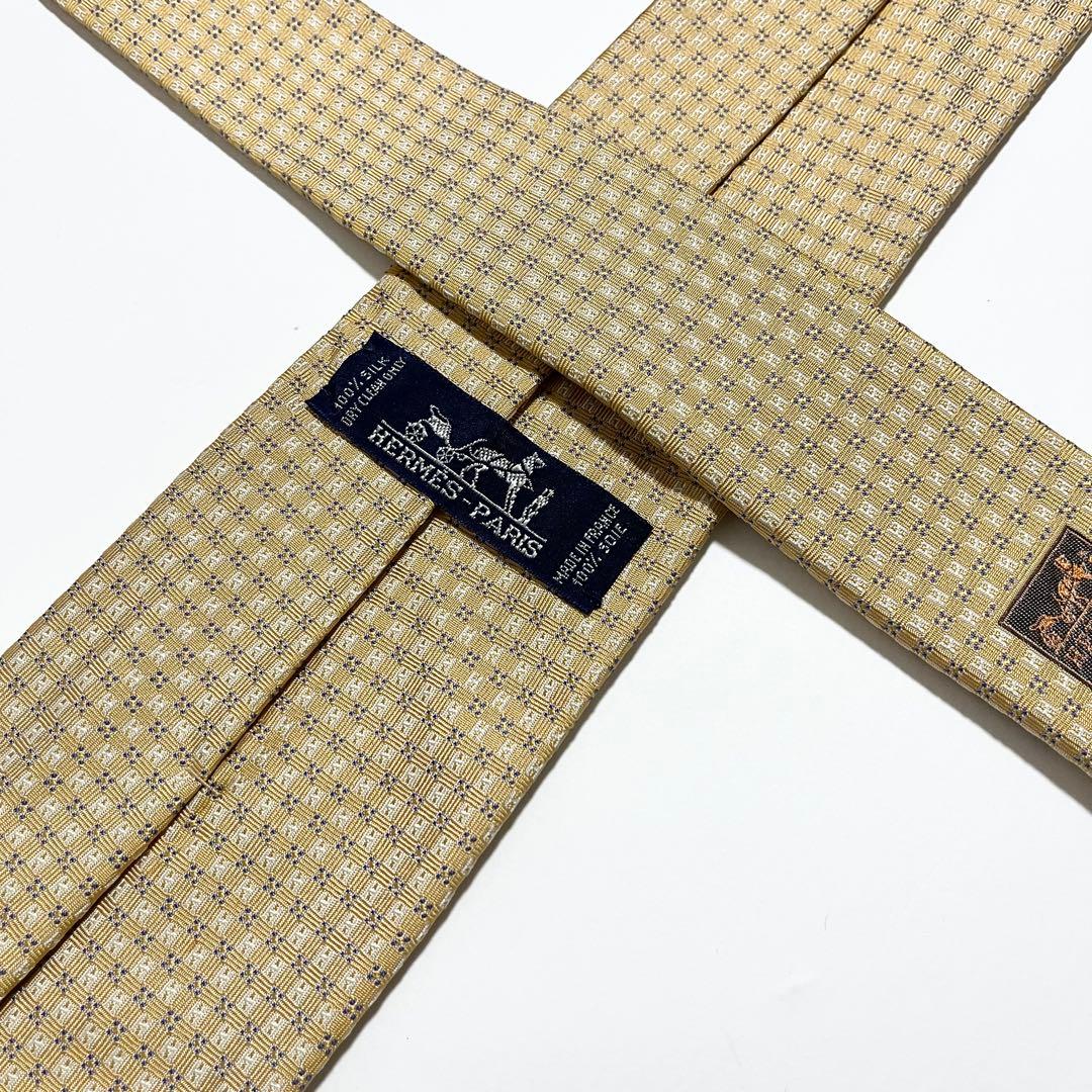 美品】エルメス ネクタイ H柄×花柄 シルク100% ファソネ ジャカード織