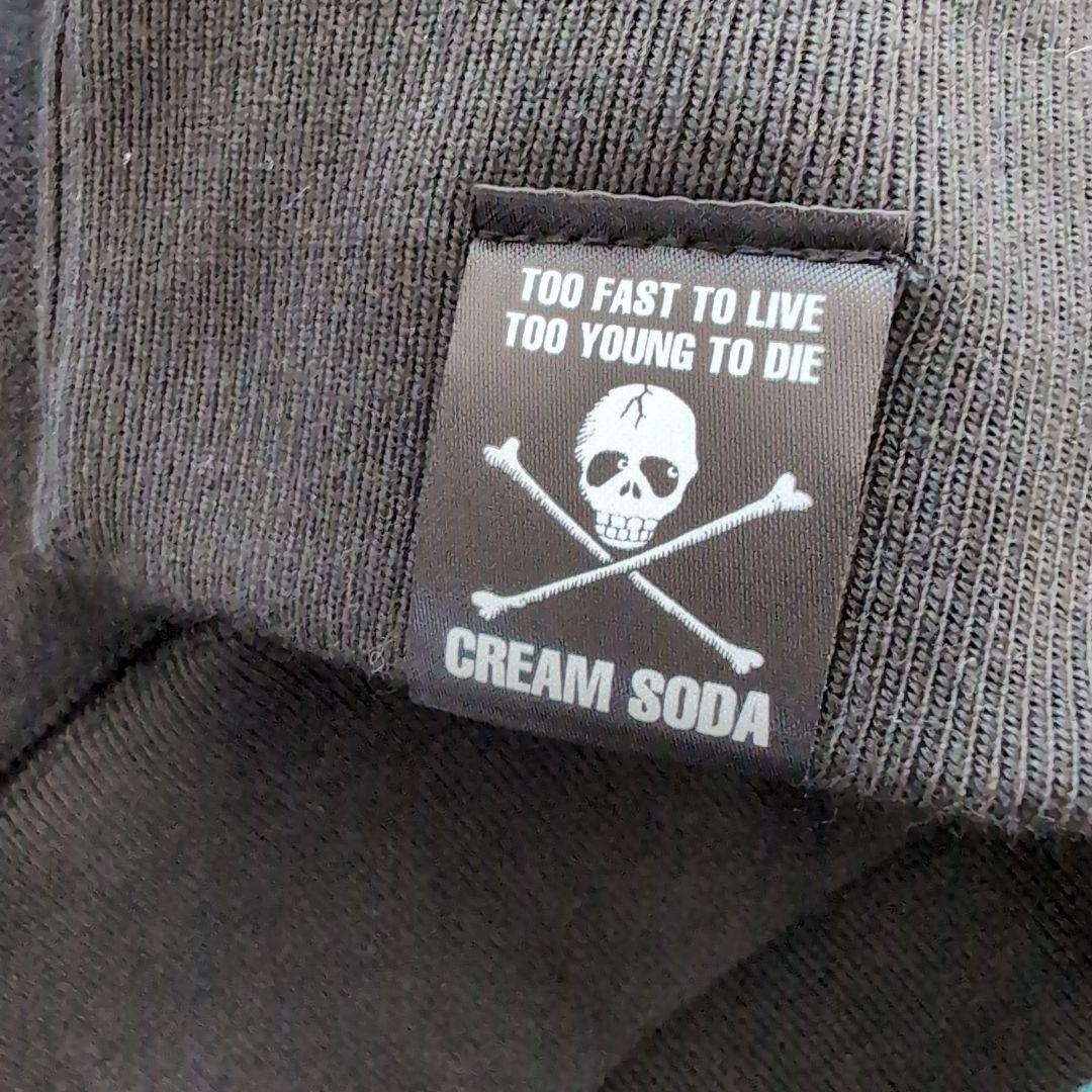 クリームソーダ cream soda ピンクドラゴン 角ドクロ プルパーカー黒