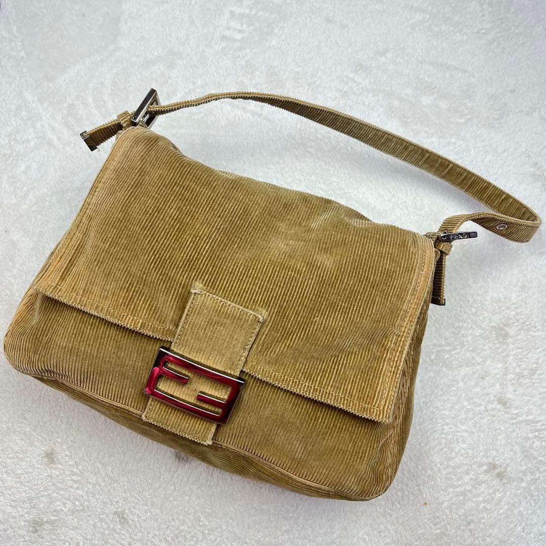 FENDI フェンディ コーデュロイ ズッカ マンマバケット ショルダー