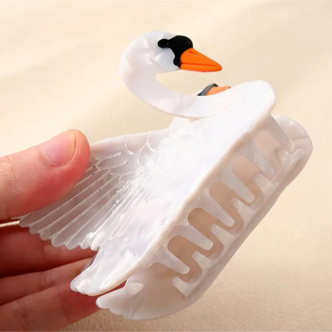 スワン 白鳥 鳥 ヘアクリップ ヘアアクセサリー バレッタ 髪留め