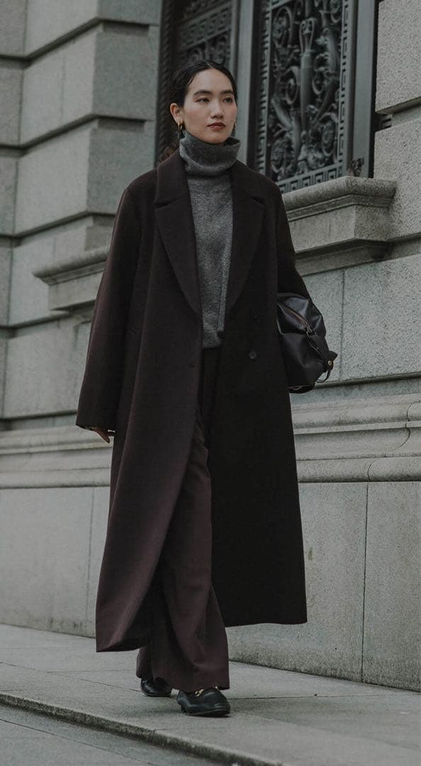 クルーレ アジャスタブルウールロングコート ブラウン サイズ2 - メルカリ