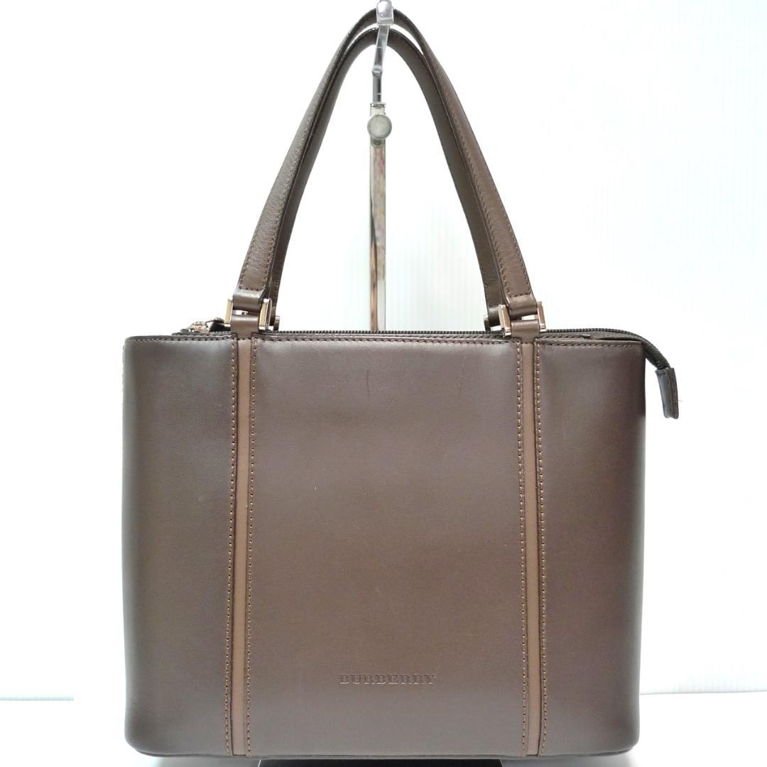 BURBERRY　トートバッグ　レザー　ノバチェック　ブラウン BURBERRY バーバリー ハンドバッグ ノバチェック ブラウン レザー
