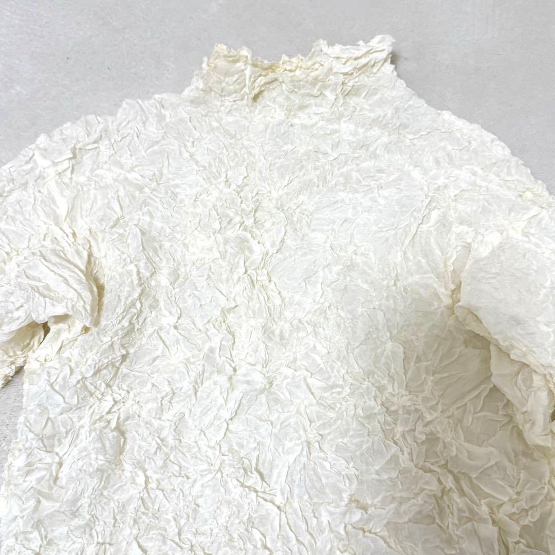 極美品✨ISSEY MIYAKE プリーツ シワ加工 ホワイト 変形 長袖 - メルカリ