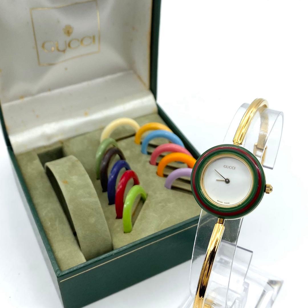 良品☆稼働 新品電池 グッチ チェンジベゼル レディース腕時計 - メルカリ