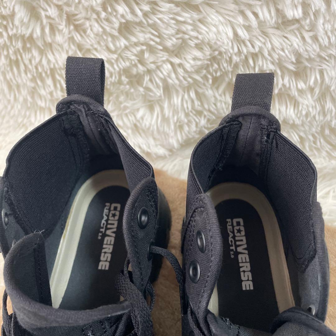 美品　CONVERSE ハイカット 厚底 黒 23.5cm オールブラック