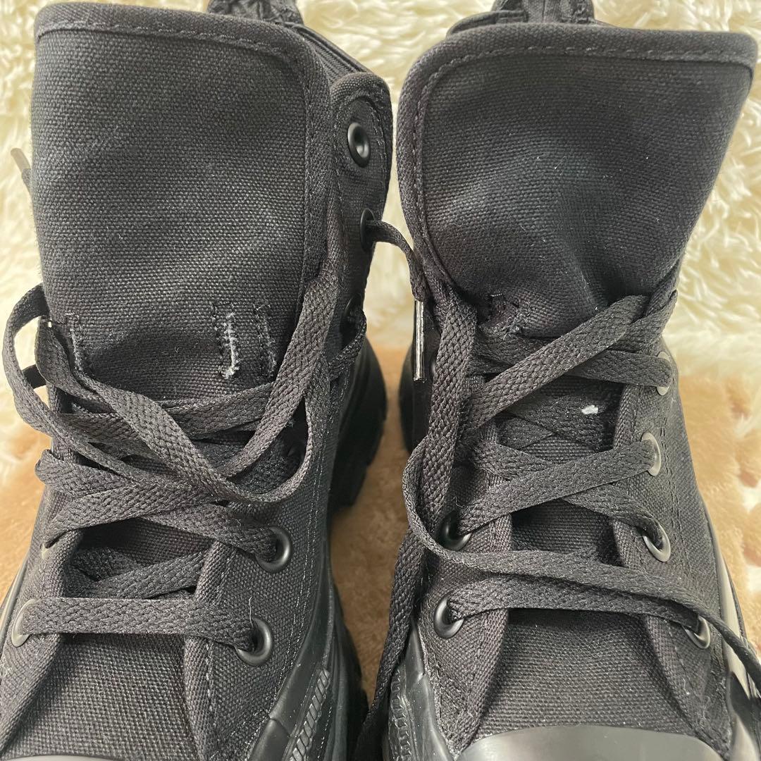 美品　CONVERSE ハイカット 厚底 黒 23.5cm オールブラック