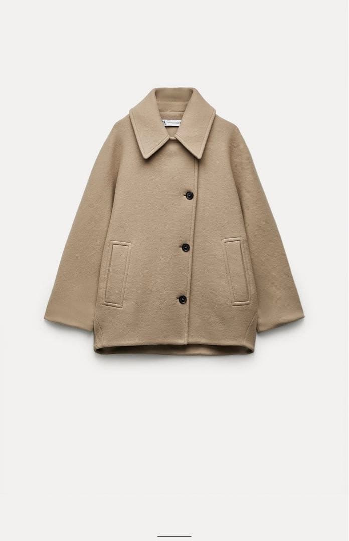 ZARA ザラ ショートウールブレンドコート - メルカリ