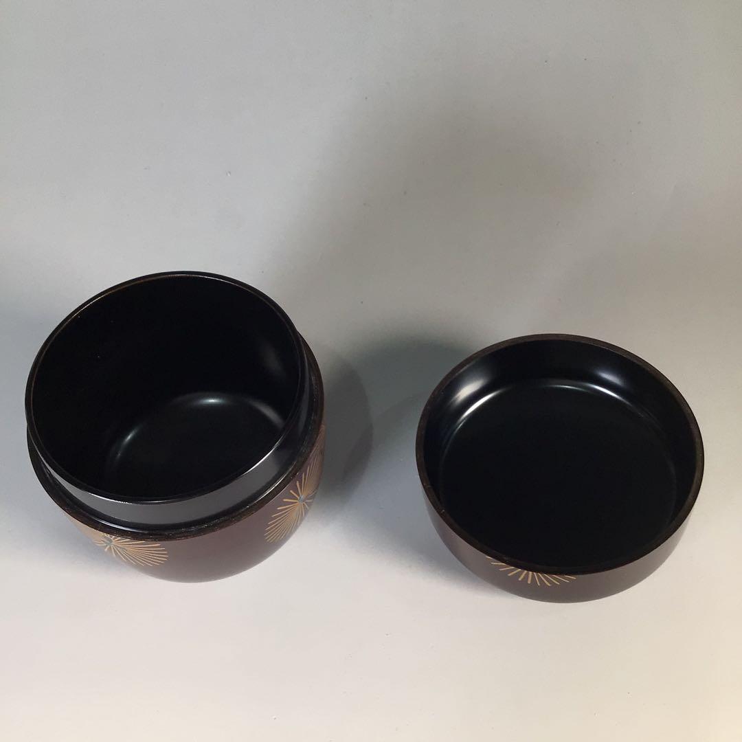 M754 中棗 『加賀蒔絵師 田中宗凌作』『溜塗』『唐松蒔絵』 共箱