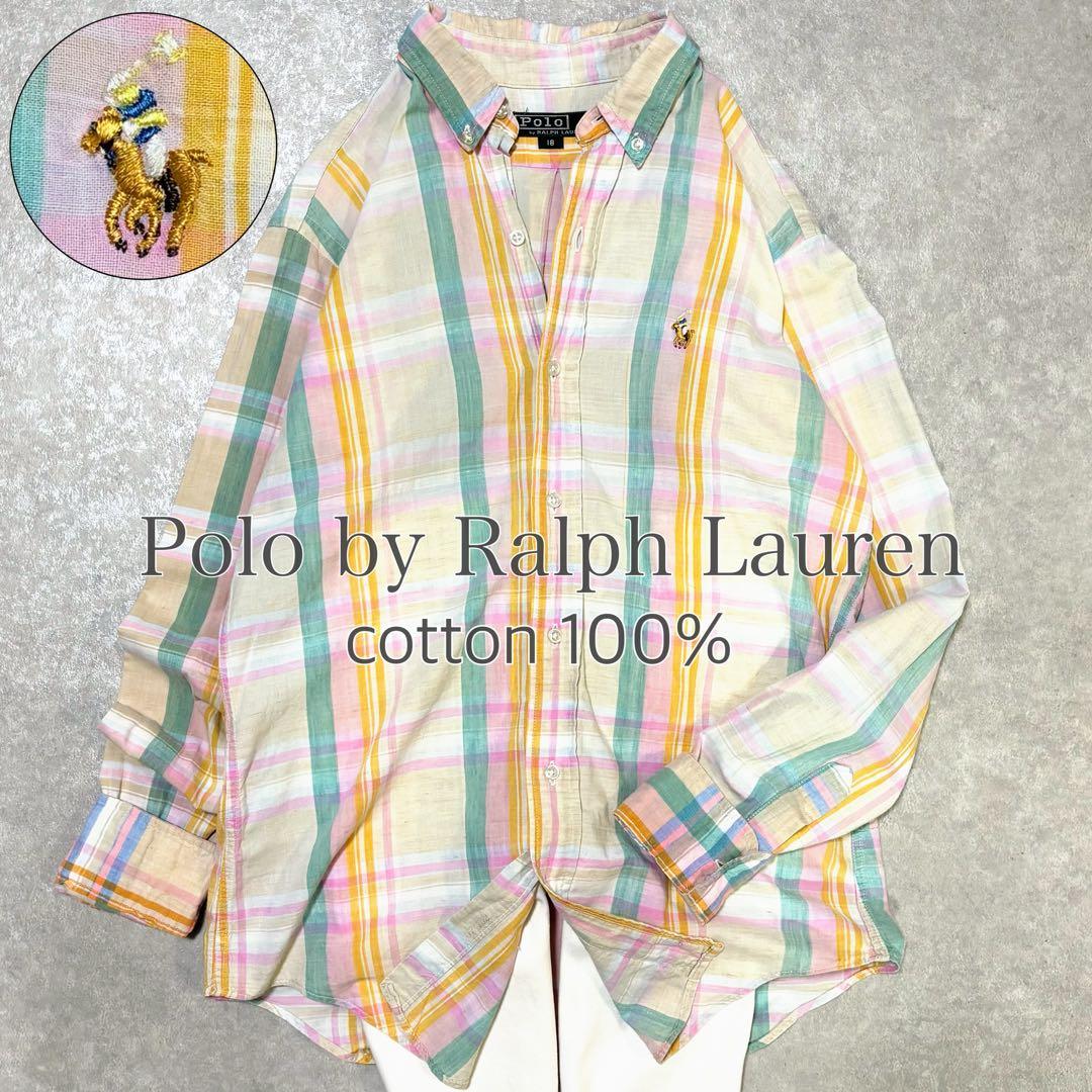 希少✨ポロラルフローレン マドラスチェック BDシャツ ポニー刺繍