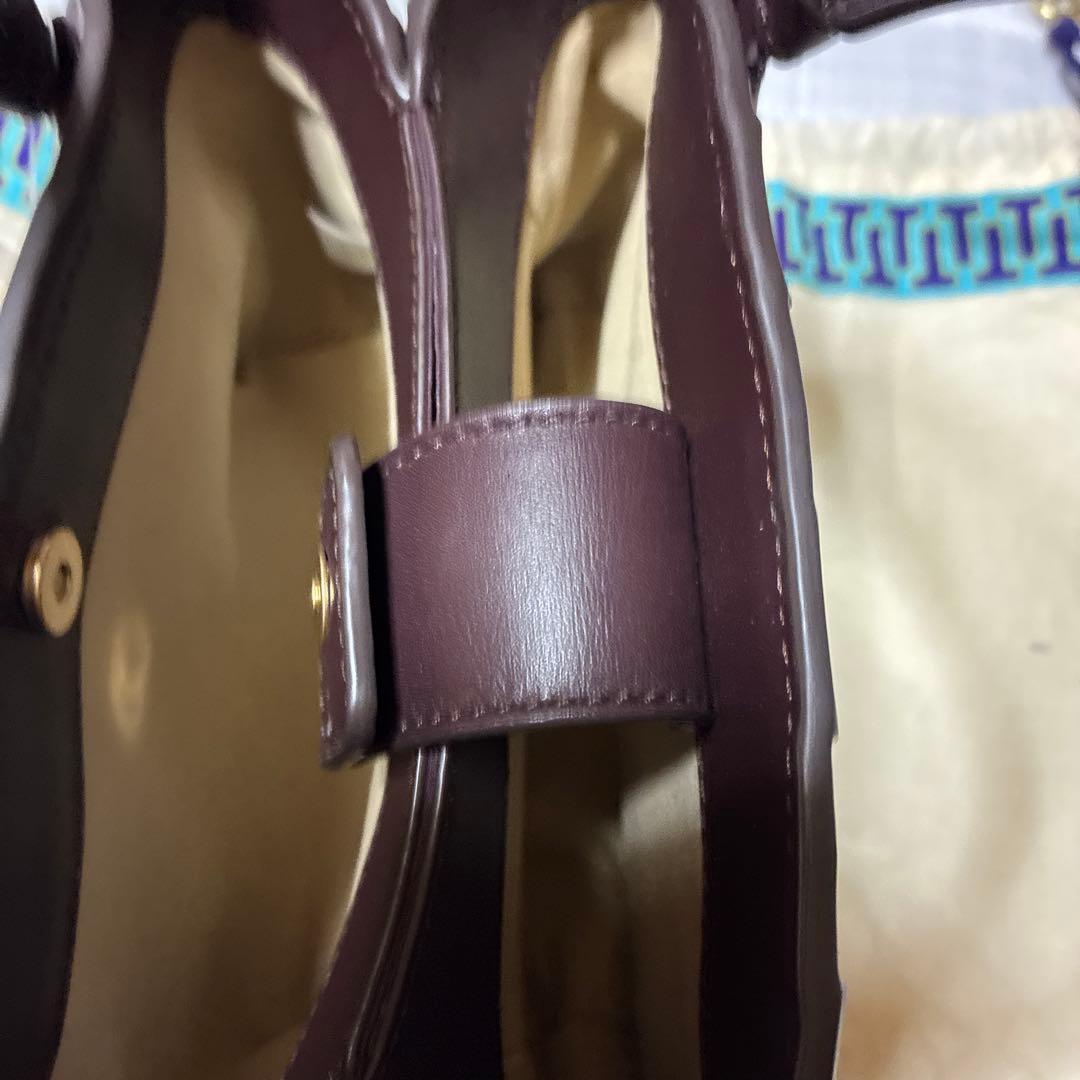 Tory Burch マックグローレザー 2way ブラウンボルドーハンドバッグ