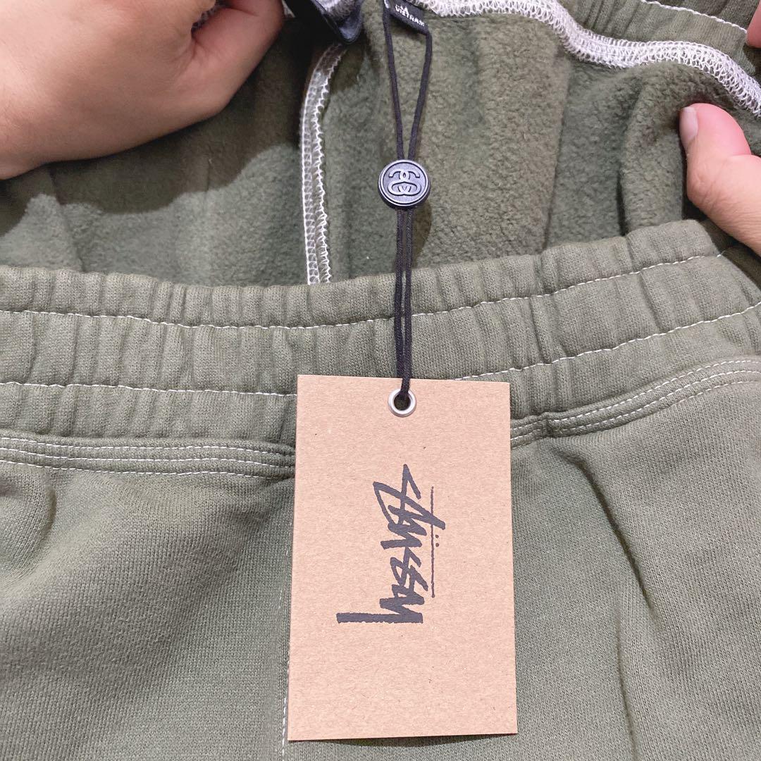 着画】Stussy 新品タグ付き スウェットパンツ 8ボール刺繍 カーキ