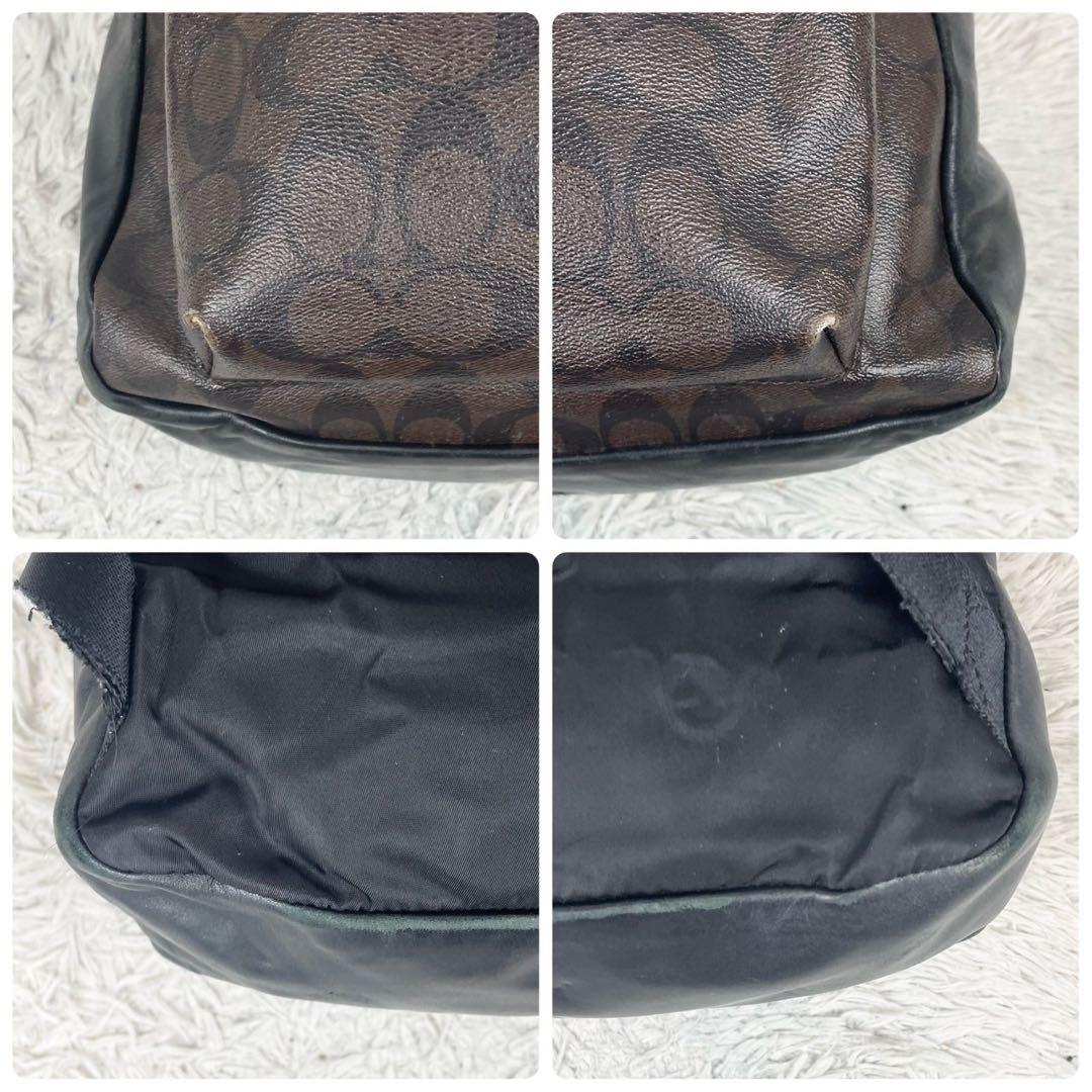 コーチ PVC リュック ロゴ型押し ファスナー シグネチャー ブラウン