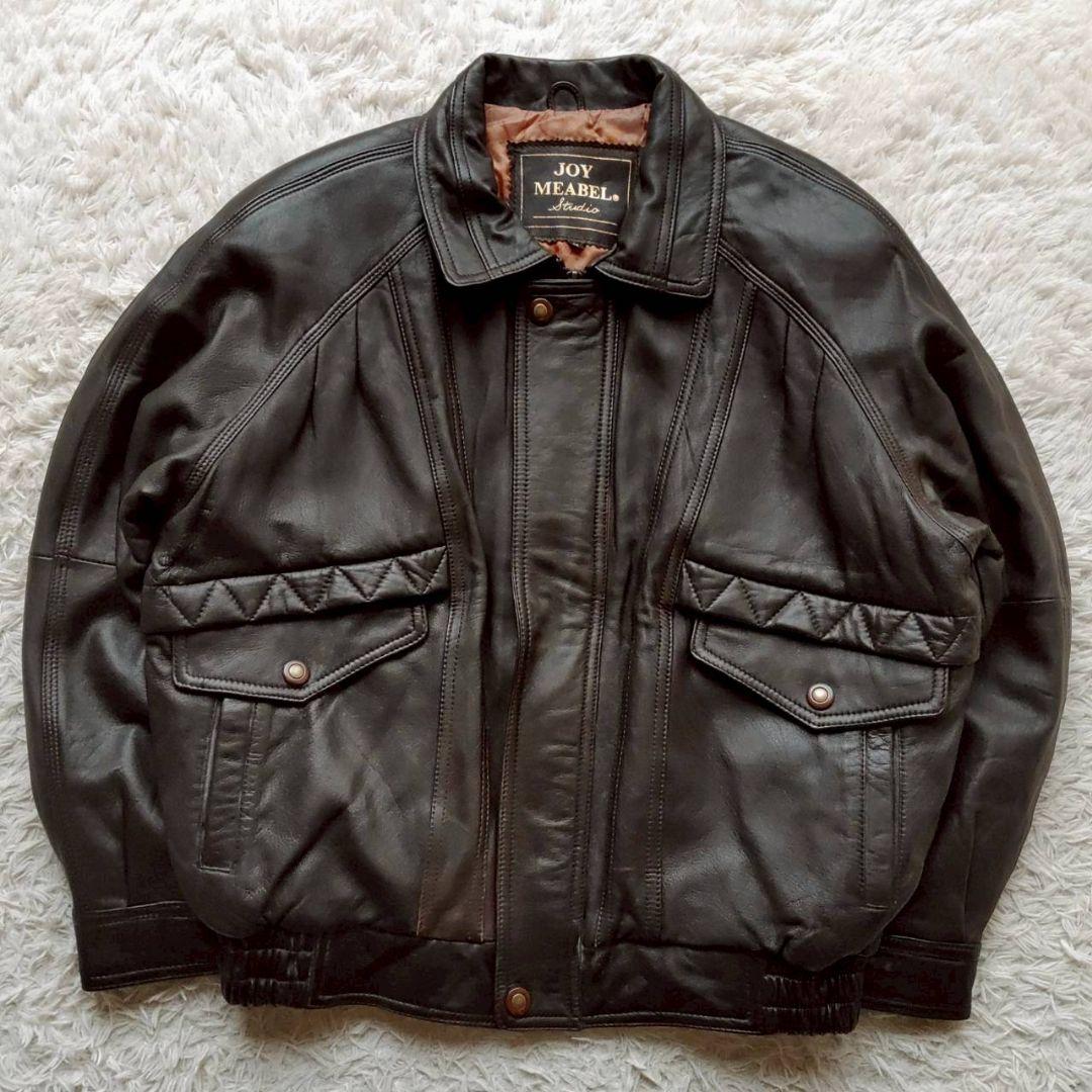 90年代 ヴィンテージ 短丈 本革 羊革 レザーブルゾン ボンバー