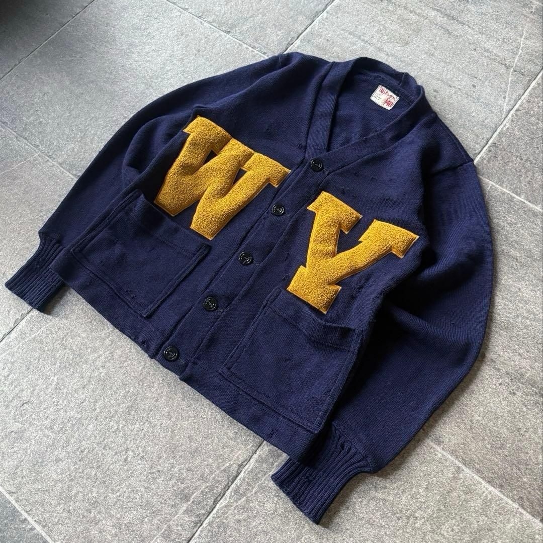 60s usa製 WILSON レタードカーディガン \"襤褸\" 40-size