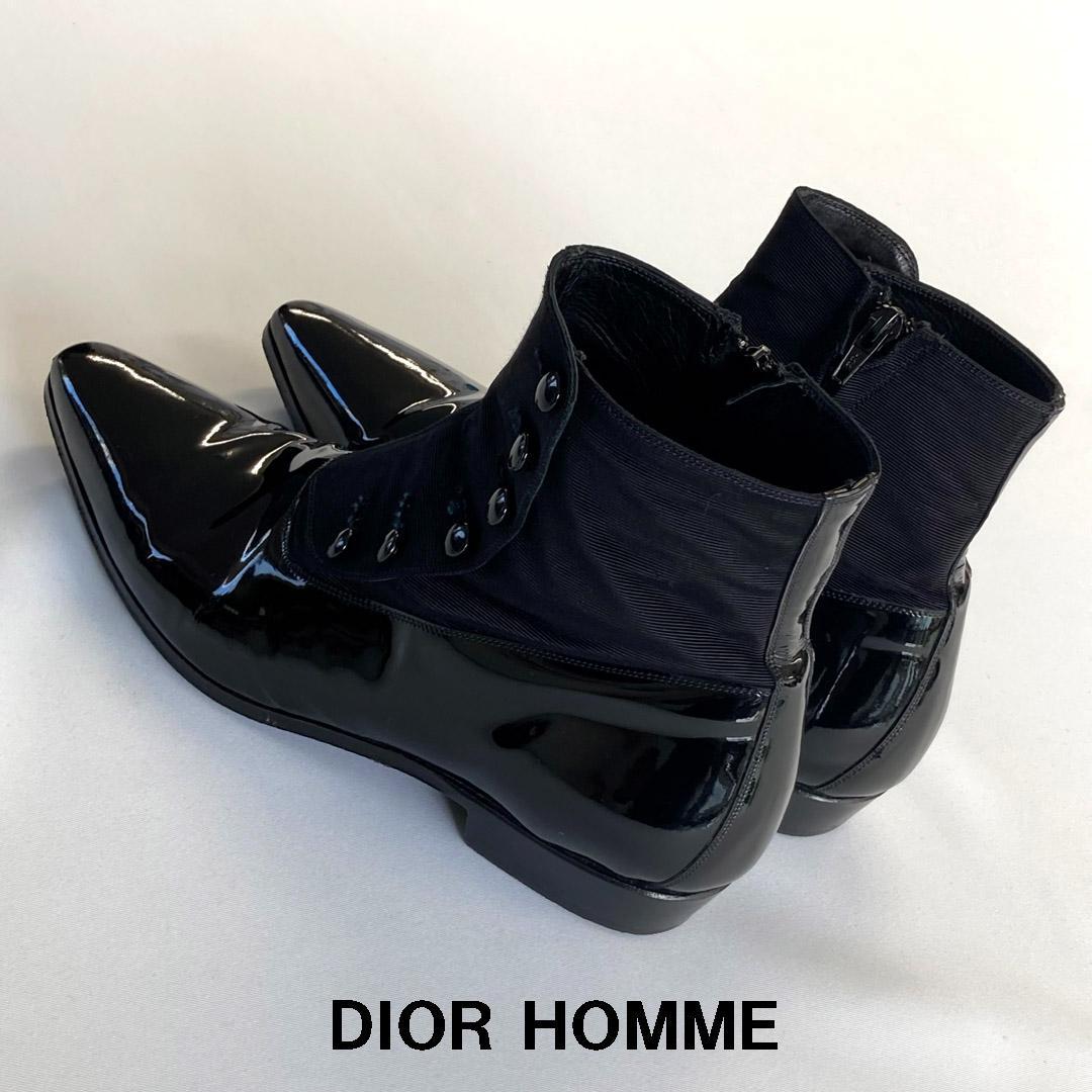 Dior Homme ディオールオム エナメルボタンアップレザーブーツ エディ
