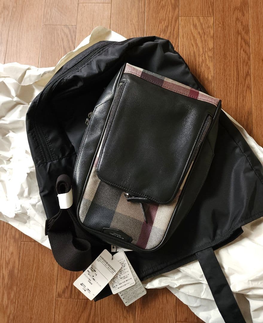 新品未使用 ブラックレーベル　クレストブリッジ 高級ボディバッグ シャドークレストブリッジチェックボディバッグ（バッグ）｜BLACK