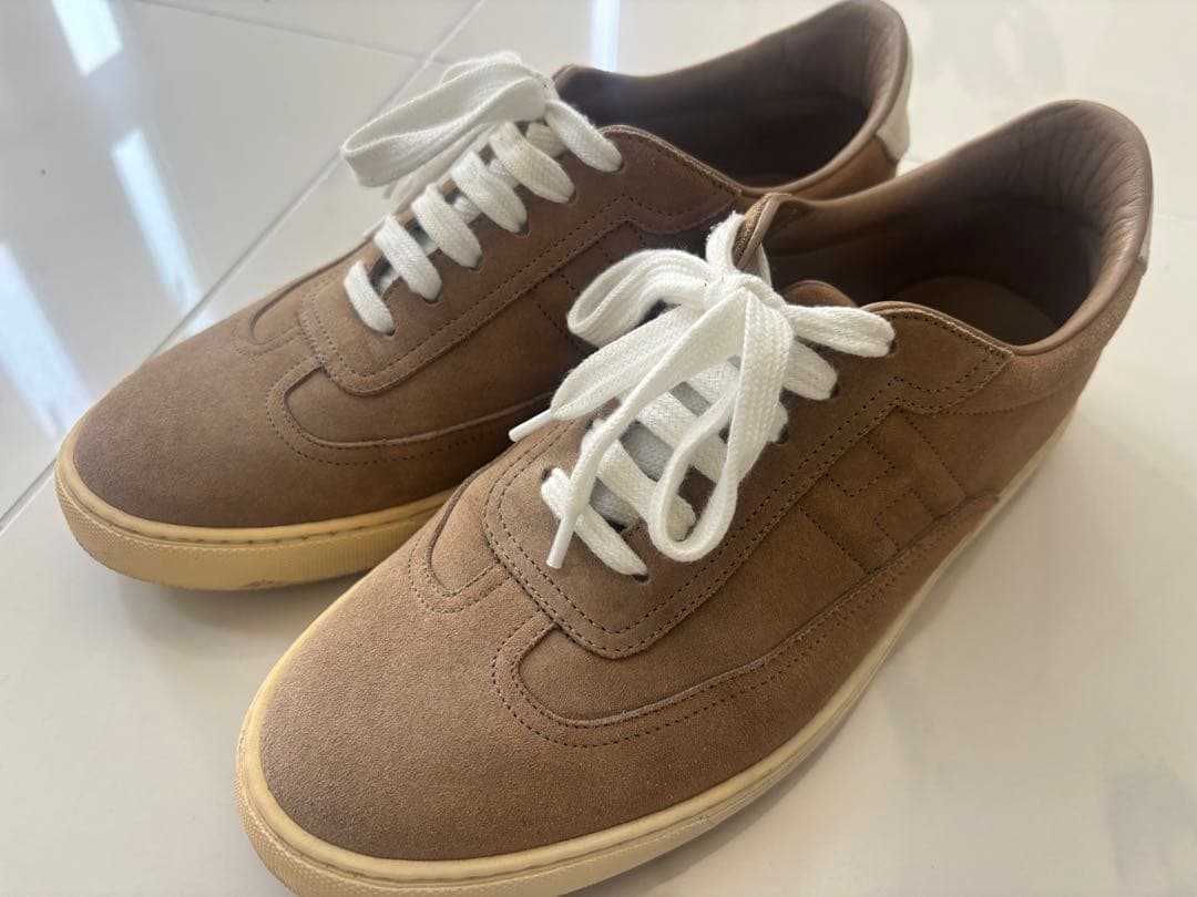 美品】エルメス◻︎HERMESスエード スニーカー - メルカリ