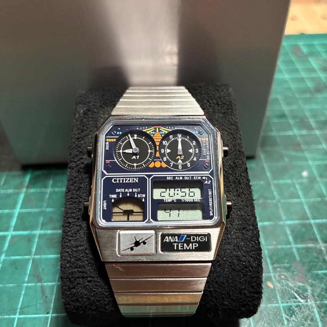 CITIZEN ANA-DIGI TEMP デジタル腕時計 RECORD LABEL レコードレーベル ANA-DIGI TEMP アナデジテンプ