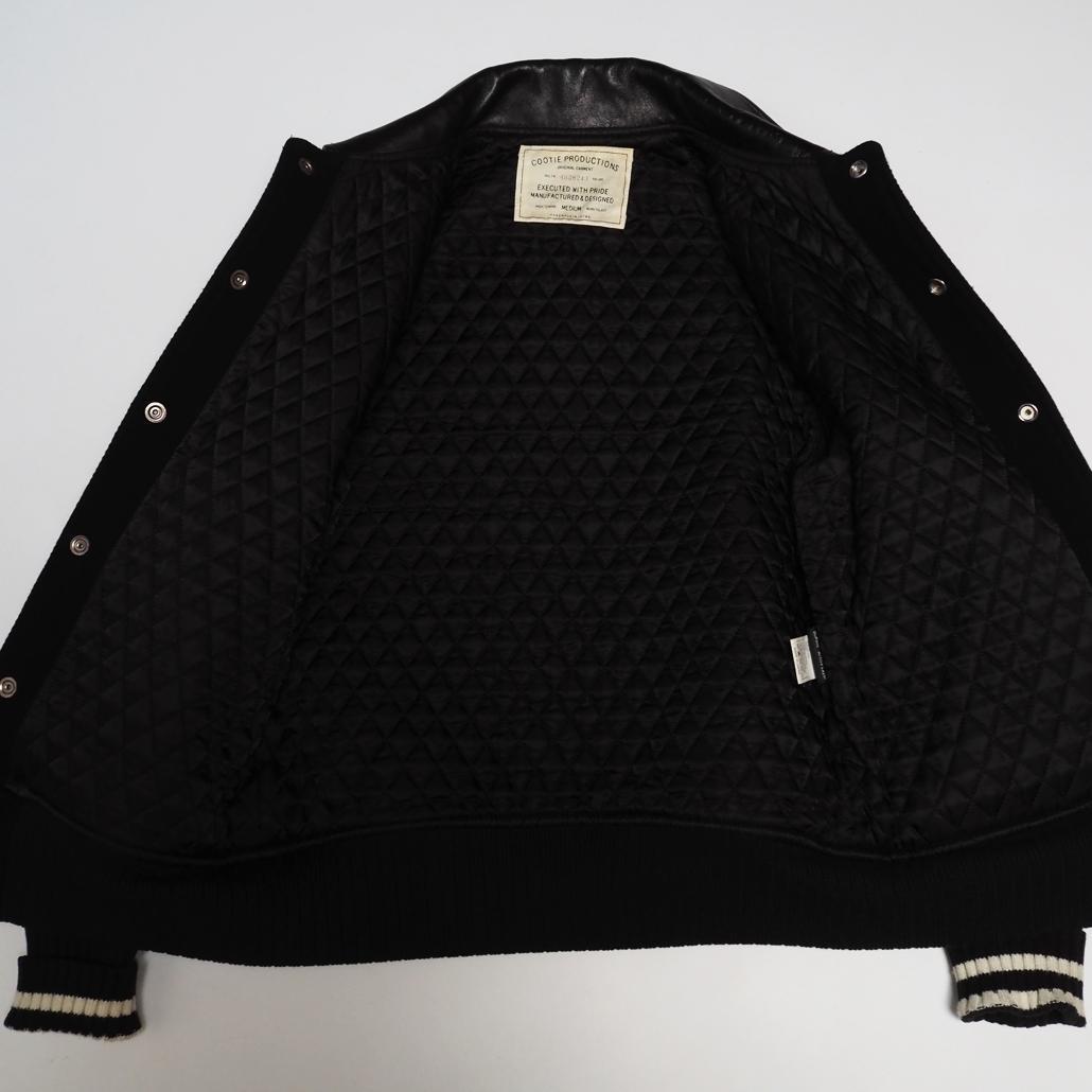 COOTIE PRODUCTIONS 襟付き短丈 袖革スタジャン チェーン刺繍