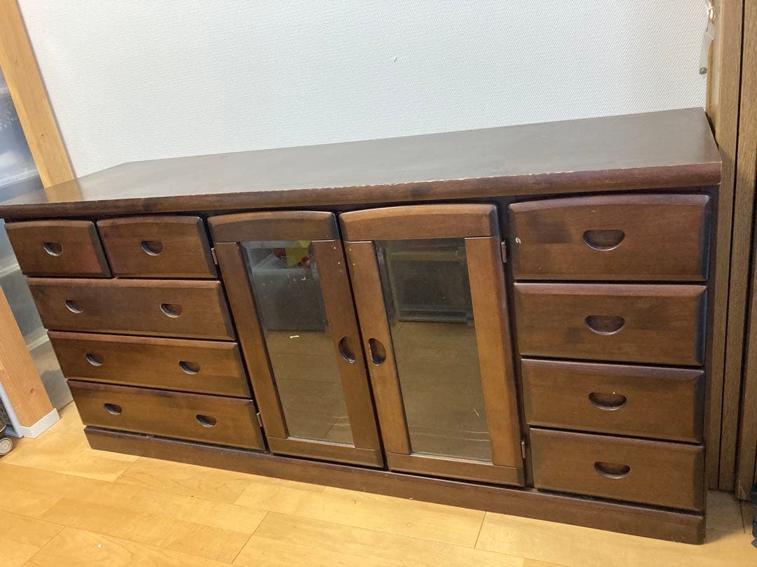 木製テレビボード ダークブラウン 9引き出し 無垢材 幅180 匠デザイン TVボード ダークブラウン テレビボード