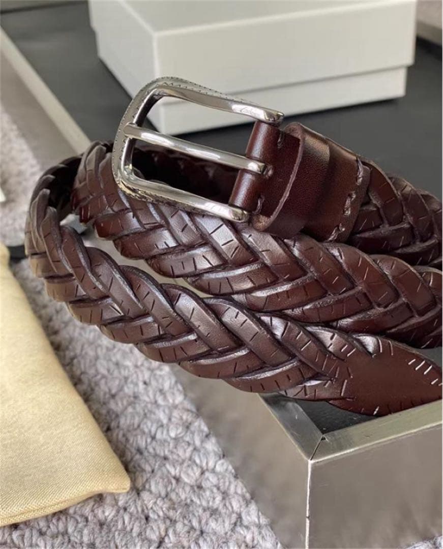 BRUNELLO CUCINELLI レザーベルト 編み上げ 90cm ブラウン - メルカリ