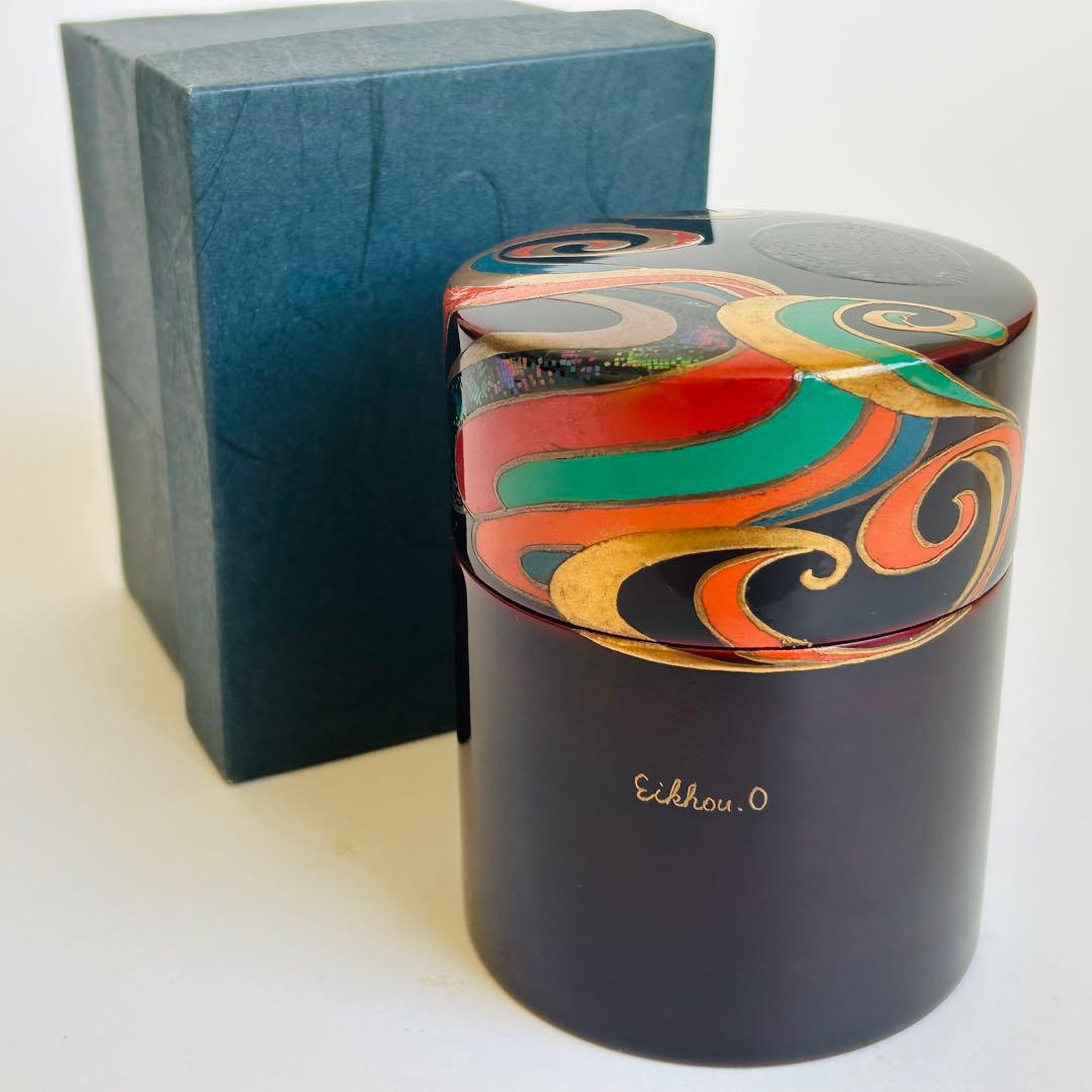 美品.希少】漆器茶筒茶器茶道具木製漆塗り蒔絵螺鈿 伝統工芸