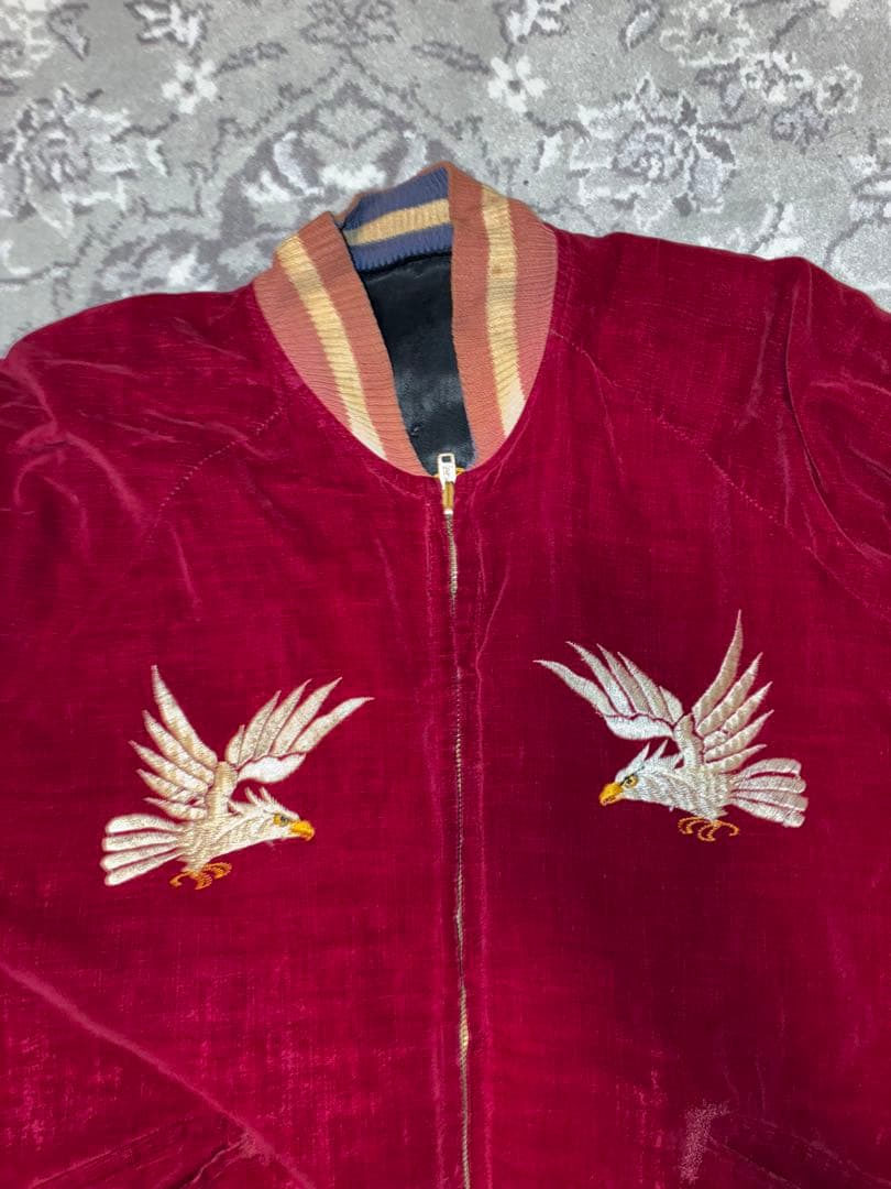 山*田様 50's スカジャン 真鍮YKK回転式 鷹×日本地図 リバーシブル