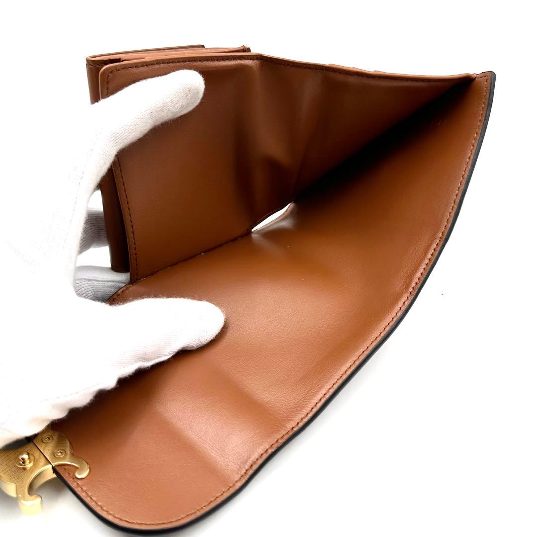 《美品》現行/純正箱付 CELINE トリオンフ レザー スモールウォレット