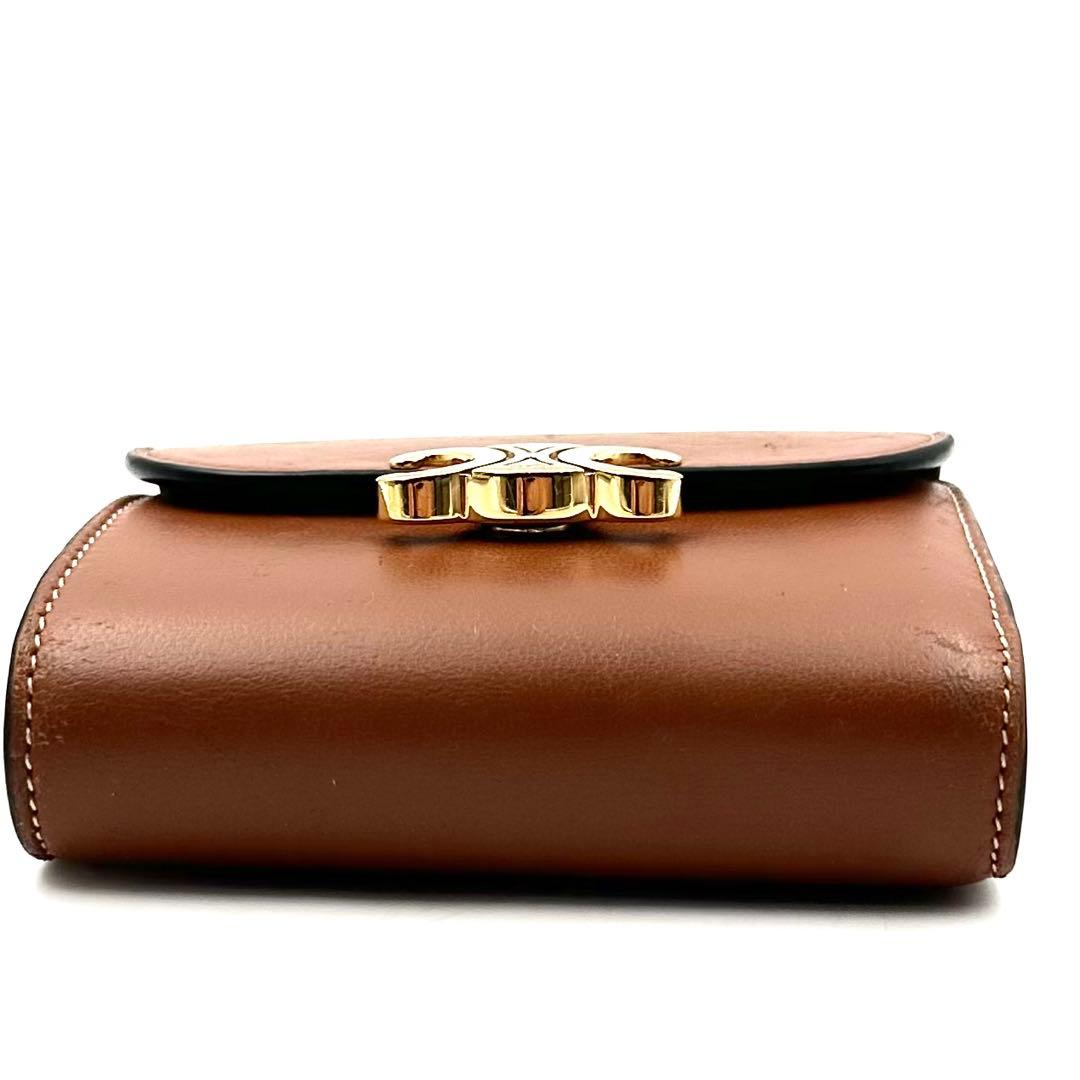 《美品》現行/純正箱付 CELINE トリオンフ レザー スモールウォレット