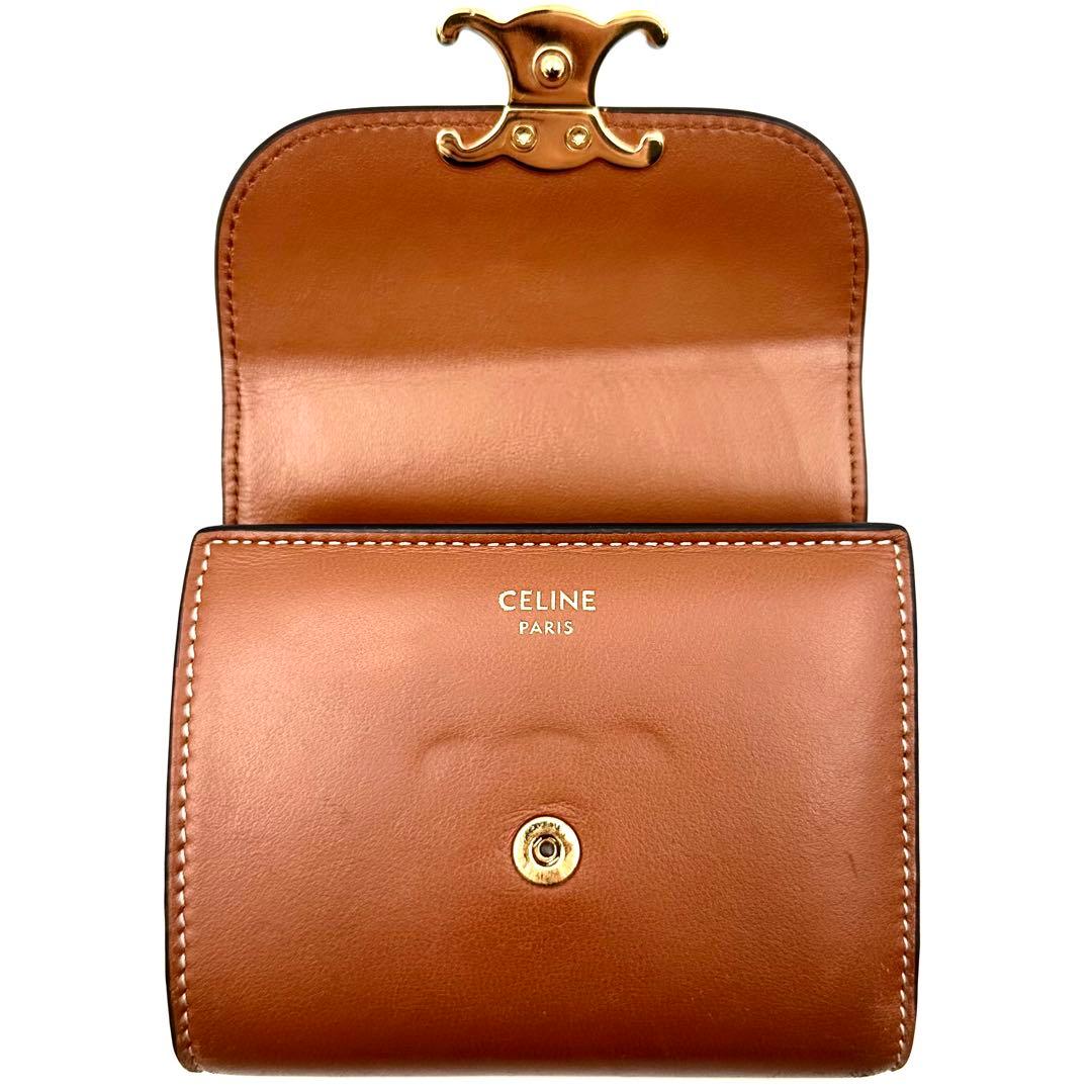 《美品》現行/純正箱付 CELINE トリオンフ レザー スモールウォレット