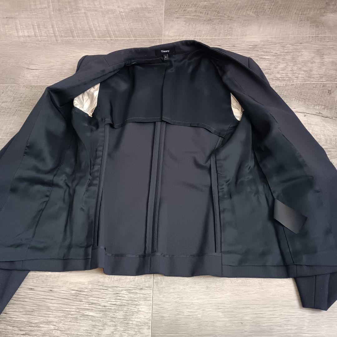 美品 セオリー 現行 パンツスーツ ネイビー ノーカラー セット