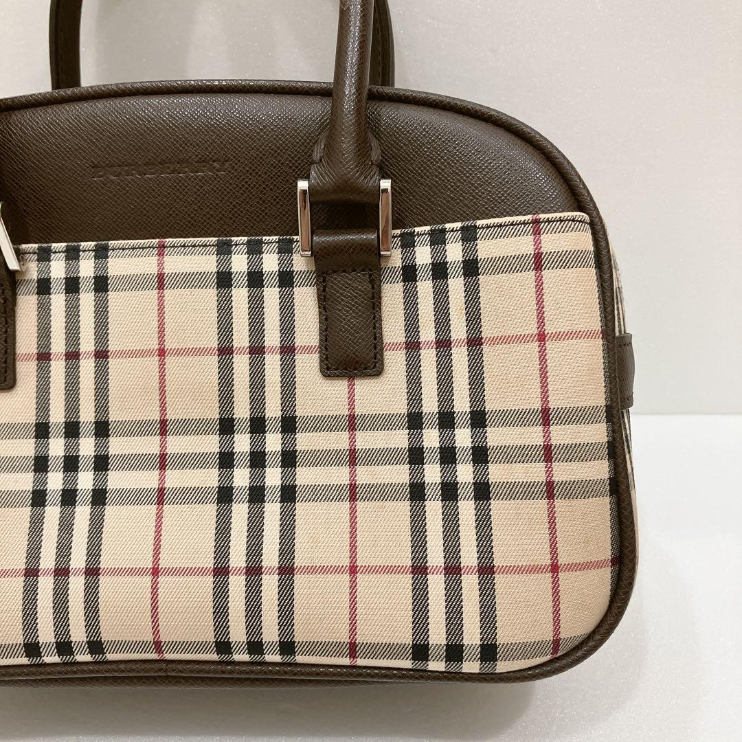 BURBERRY ノバチェック キャンバス レザー ミニ ボストンバッグ - メルカリ