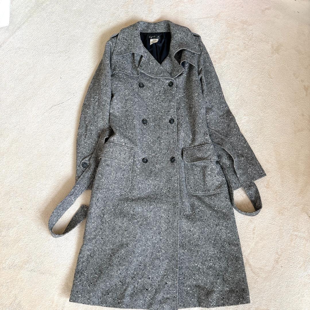 アニエスべー⭐️アンゴラ混 ミックスツイード チェスターコート
