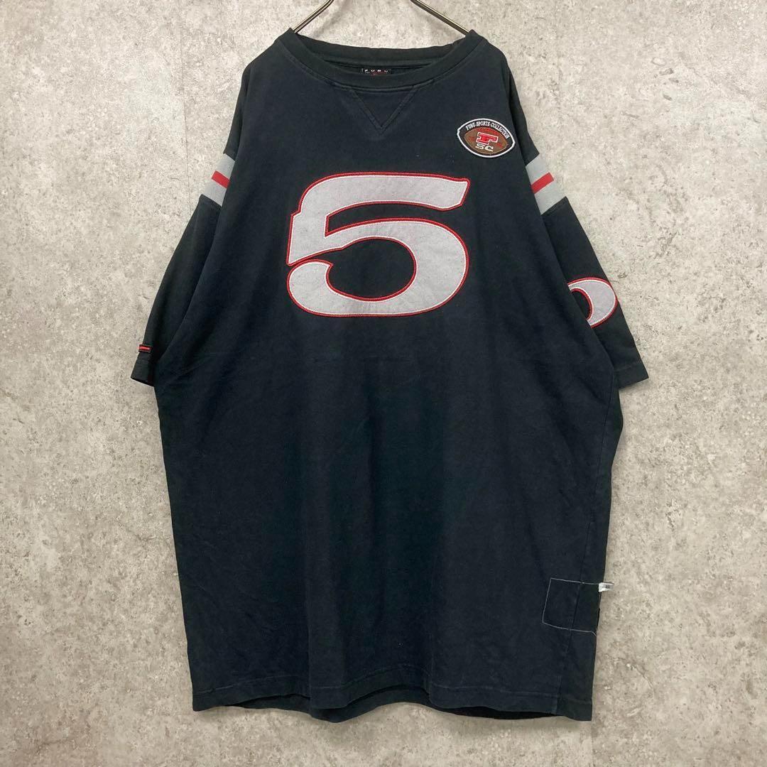 レア○90s《FUBU フブ》刺繍Tシャツ/ブラック/メンズ2XL