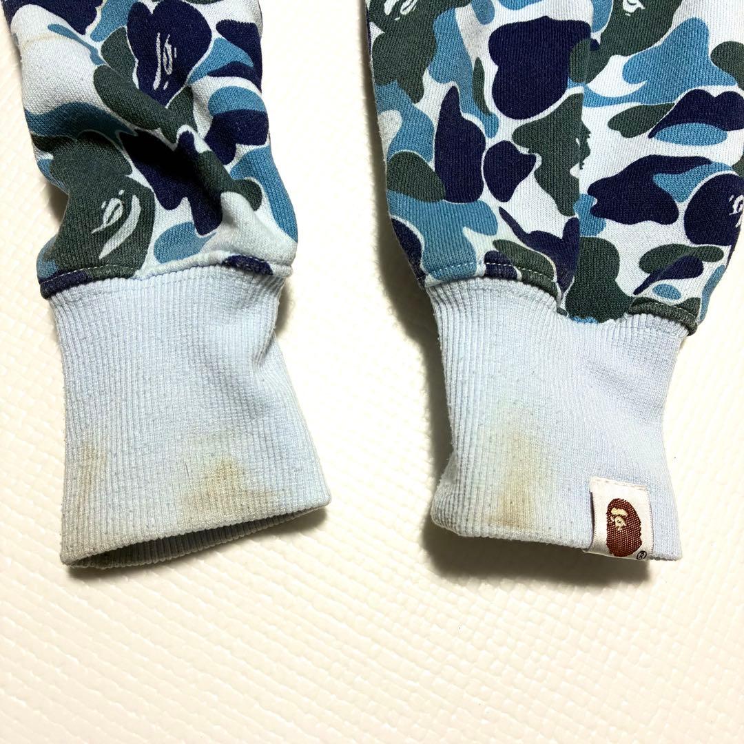 希少 A BATHING APE シャークパーカー ブルー カモフラ エイプ L