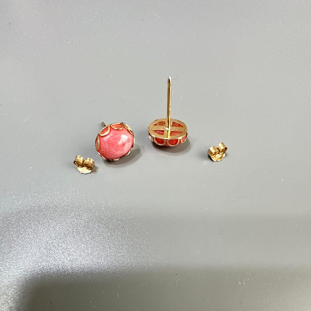 ハワイ 珊瑚14K金ピアス 0.94g 【14K 585刻印あり】