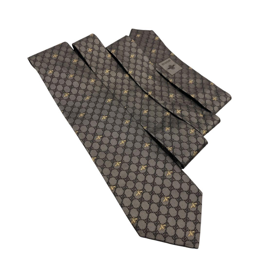 未使用級】GUCCI グッチ ネクタイ GG柄 蜂モチーフ ビー 現行タグ