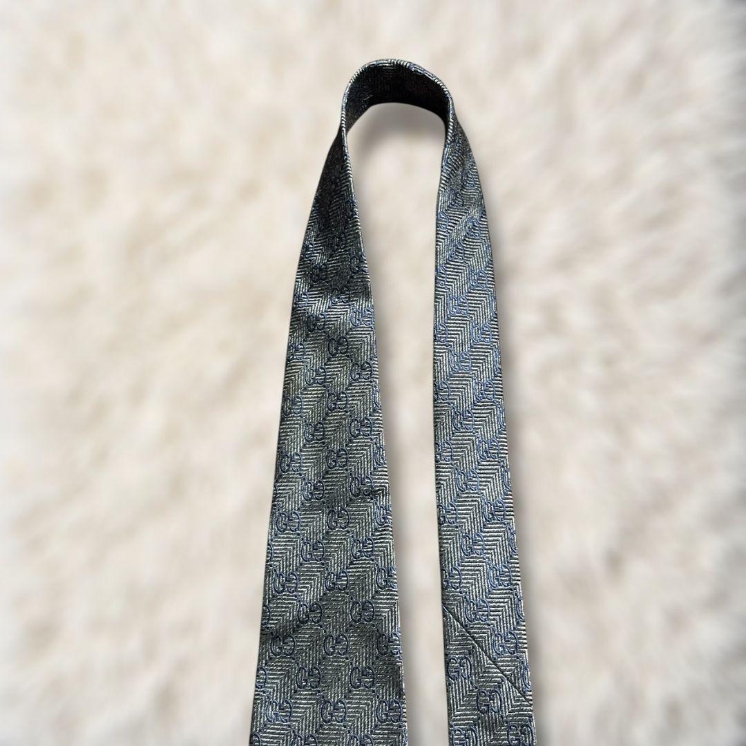 美品✨】グッチ ヘリンボーン GG柄 インターロッキング 暗灰青 ジャガード