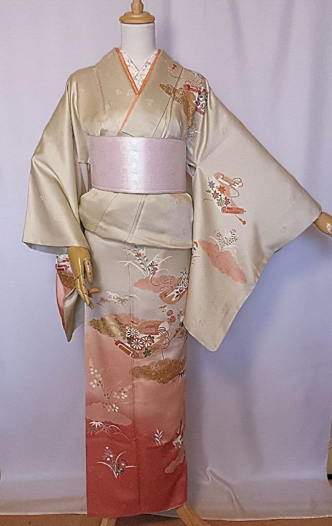 [三松]★金彩♥訪問着♡重ね襟付 【うさぴょん】