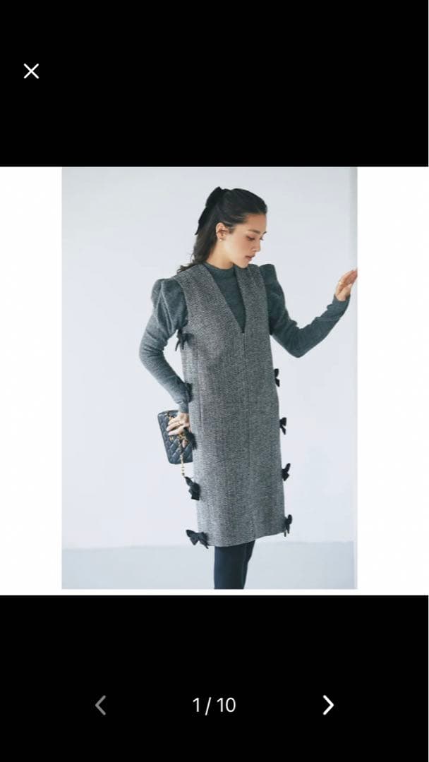 seventen サイドリボン　ジレ　ワンピース サイドリボンジレワンピース(ヘリンボーン) - seventen