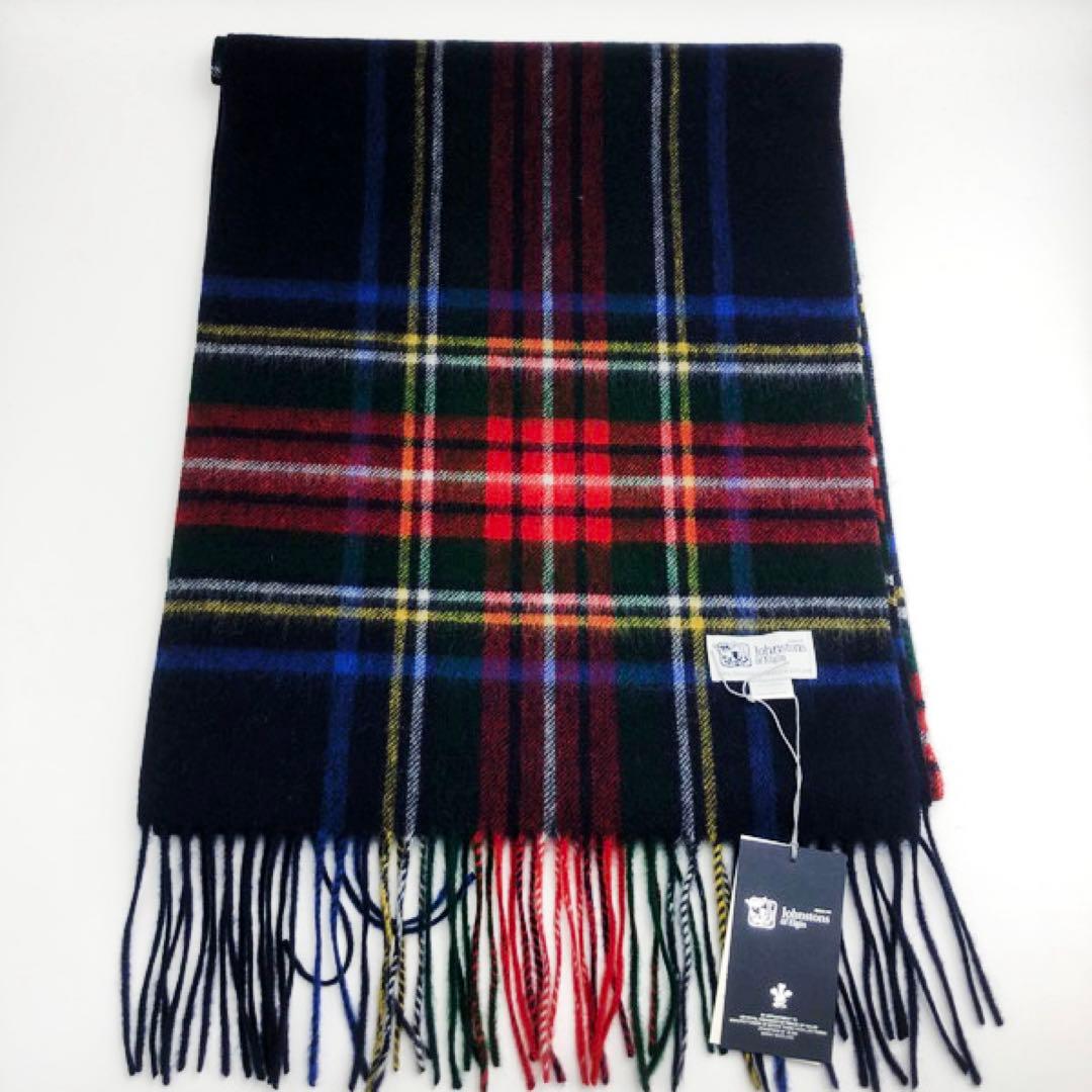 ノ*ン様 は*こ様 ジョンストンズ 中判 マフラー スカーフ ブラック