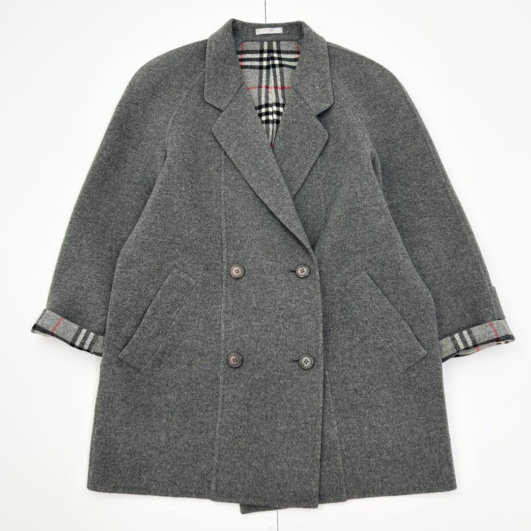 BURBERRY バーバリー ピーコート ノバチェック ダブルフェイス グレー