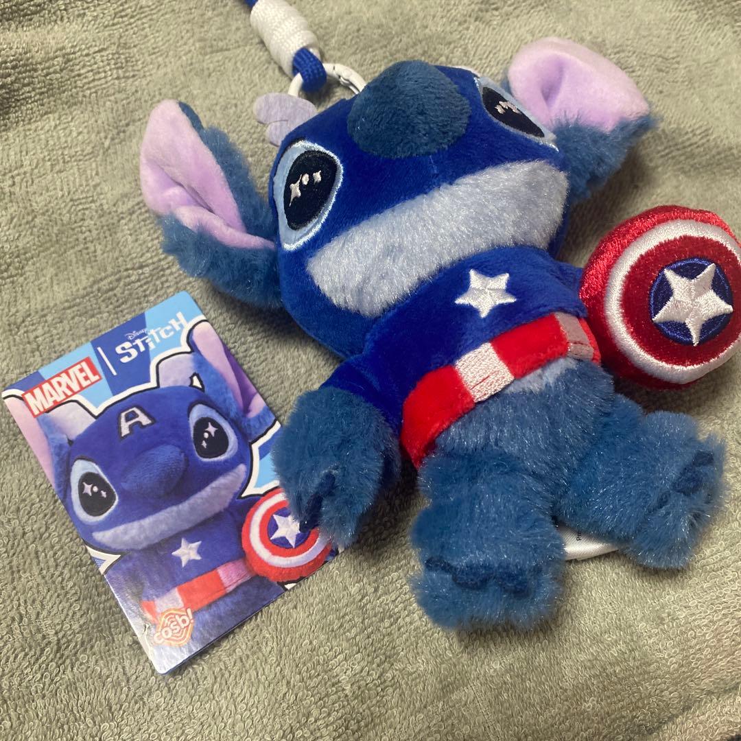 Cosbi MARVEL スティッチ キャプテンアメリカ プラッシュキーチェーン